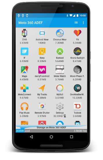 WAM app list on Nexus 6