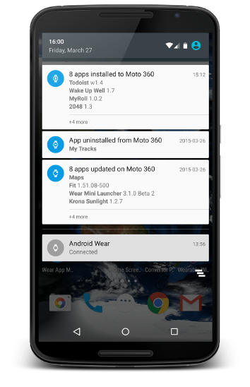 WAM notifications on Nexus 6